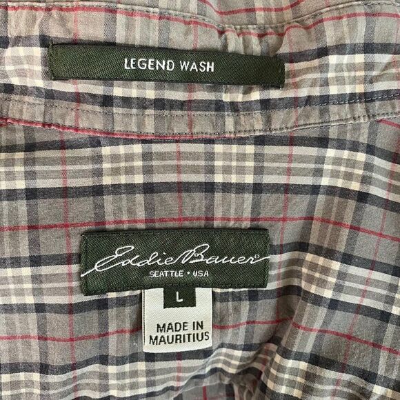 Eddie Bauer Legend Wash Plaid Button Front Shirt SZ L - Picture 12 of 16